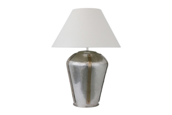 LITCHFIELD LAMP IN ANTIQUE SILVER W BRASS STRIPS 700h
