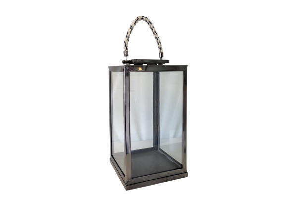 Marina Hurricane Lantern (Nickle with Blue Handle)