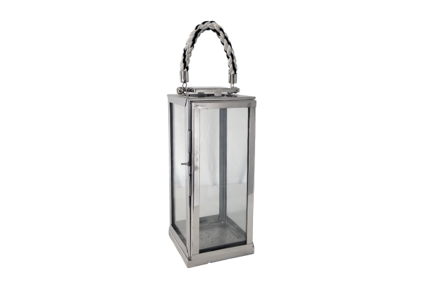 Marina Hurricane Lantern (Silver with Blue Handle)